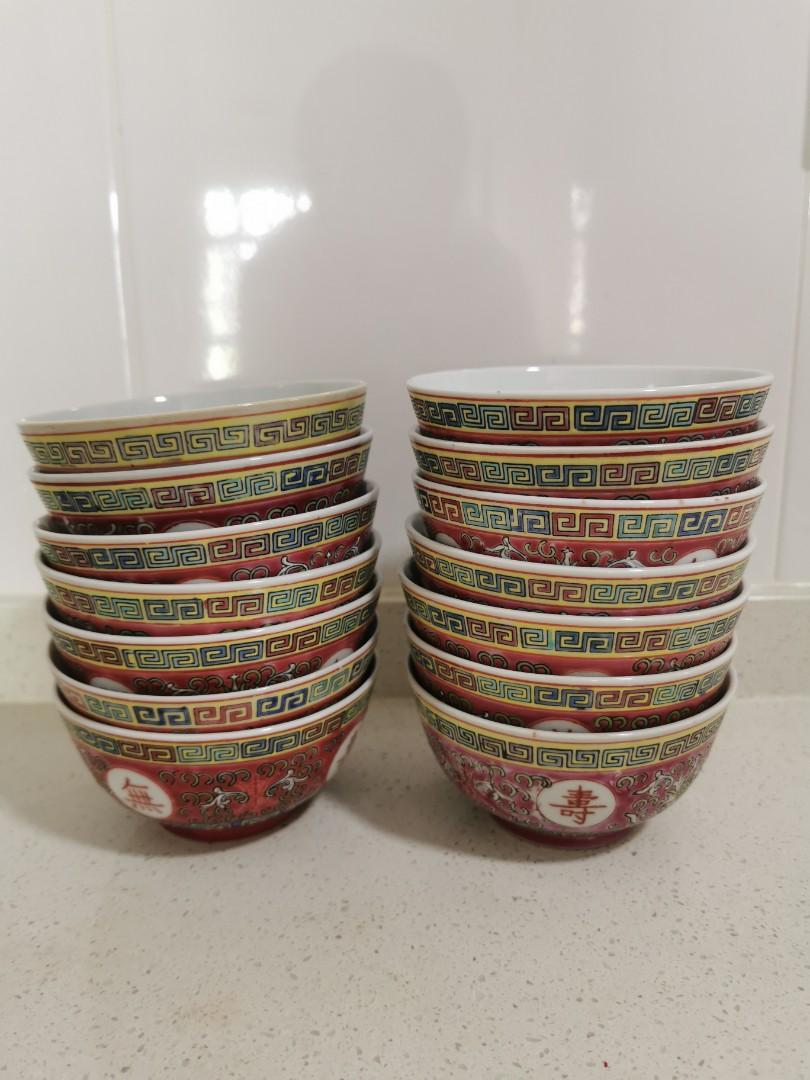 景徳鎮製 Vintage Mun Shou Longevty Soup Set-