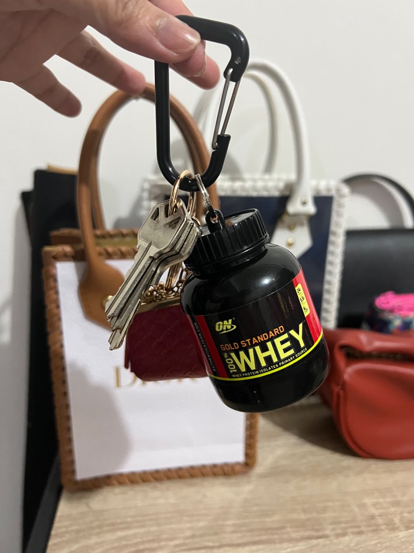 Whey Protein small container plus keychain, Furniture & Home Living