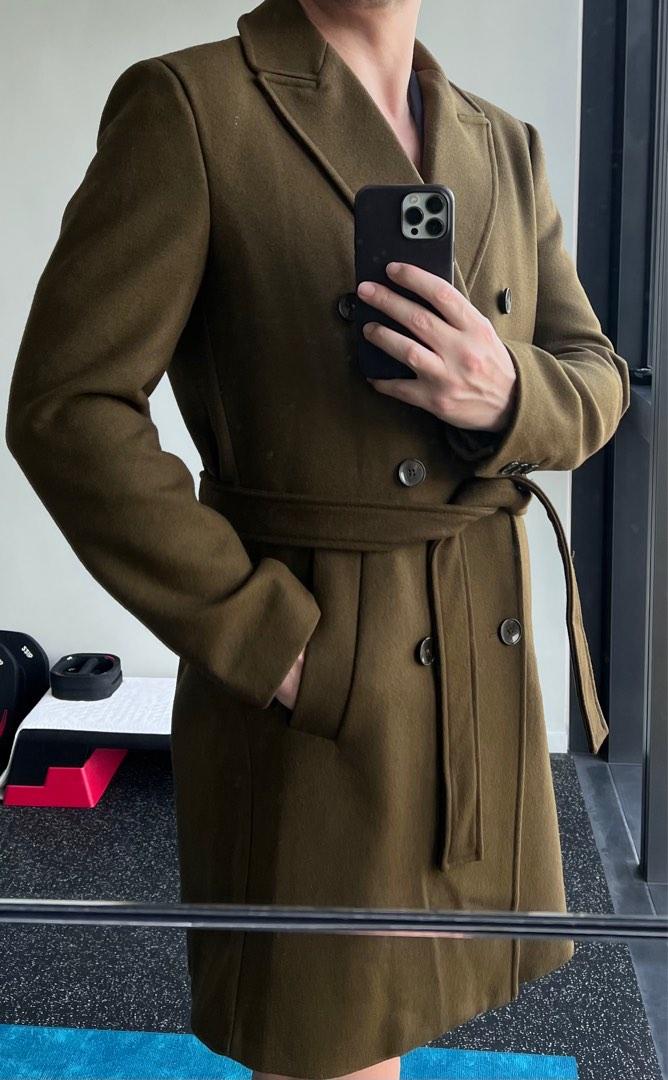 zara belted coat khaki