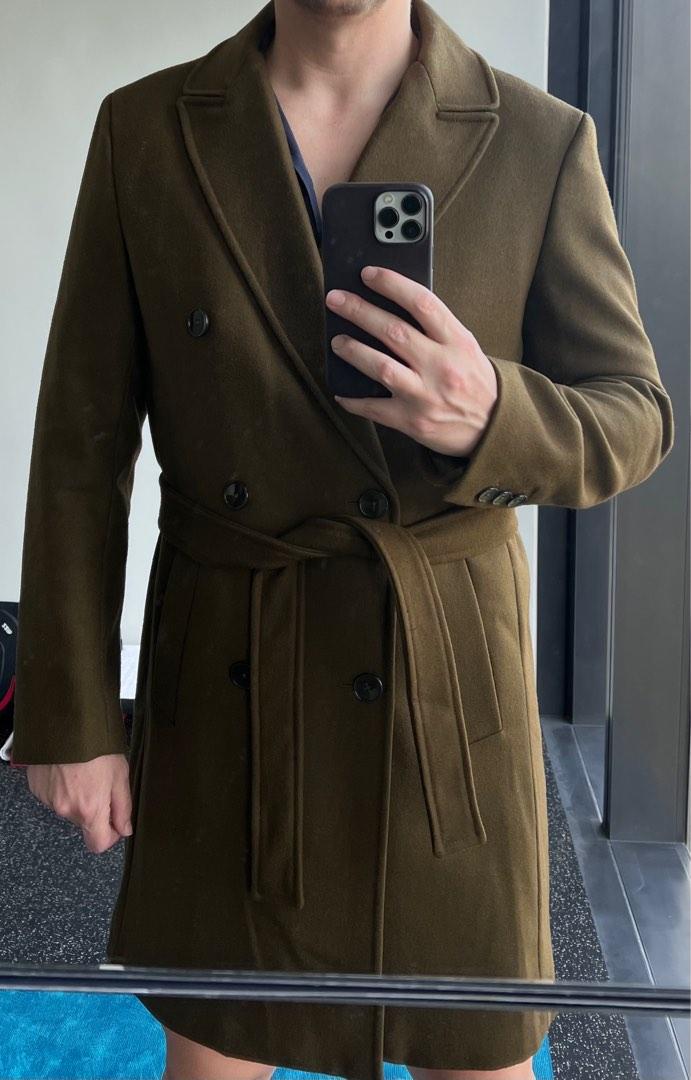 zara belted coat khaki