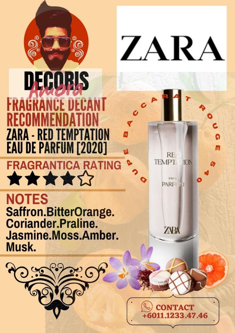 ZARA Perfume RED TEMPTATION EDP - Full Bottle - dupe for MFK Baccarat Rouge  540 - 30ml, Beauty & Personal Care, Fragrance & Deodorants on Carousell