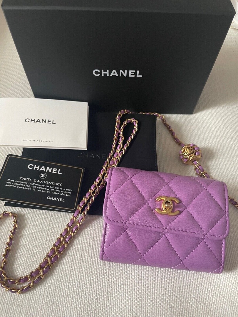 100% Authentic 22S CHANEL Lambskin Purple CLUTCH WITH CHAIN BAG GHW Pearl  Crush, Luxury, Bags & Wallets on Carousell