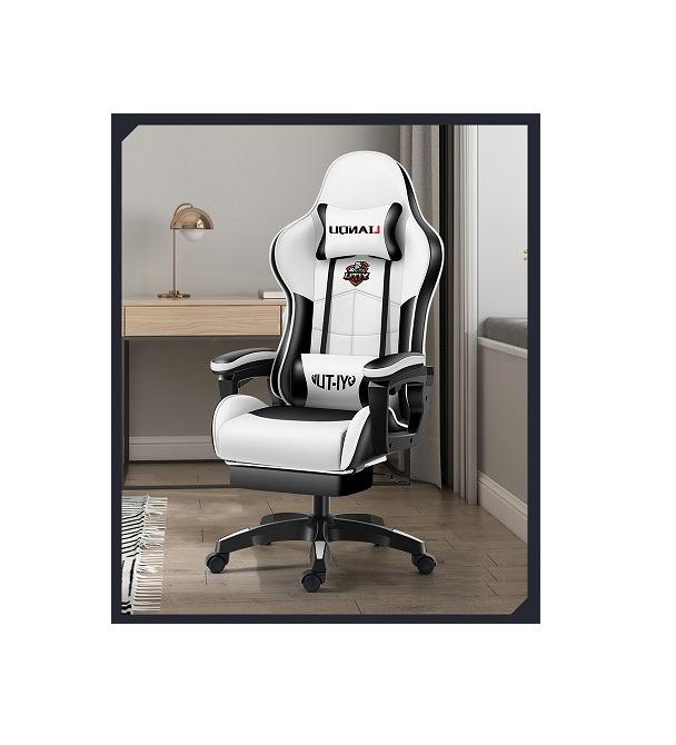 108 Black and white gaming chair, Without Footrest, design no.8