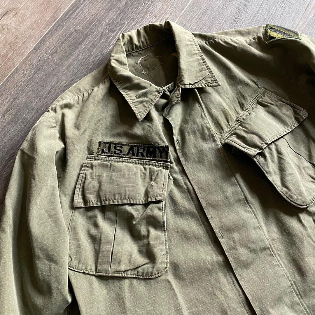 1960's US ARMY JUNGLE FATIGUE JACKET RIP STOP VINTAGE USA 60'S