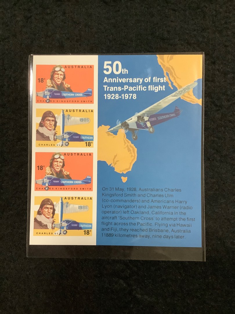 1978 Australia 50th Anniversary Of First TransPacific Flight 19281978 Miniature Sheet Mint 1978 Australia 50th Anniversary Of First TransPacific Flight 19281978 Miniature Sheet Mint