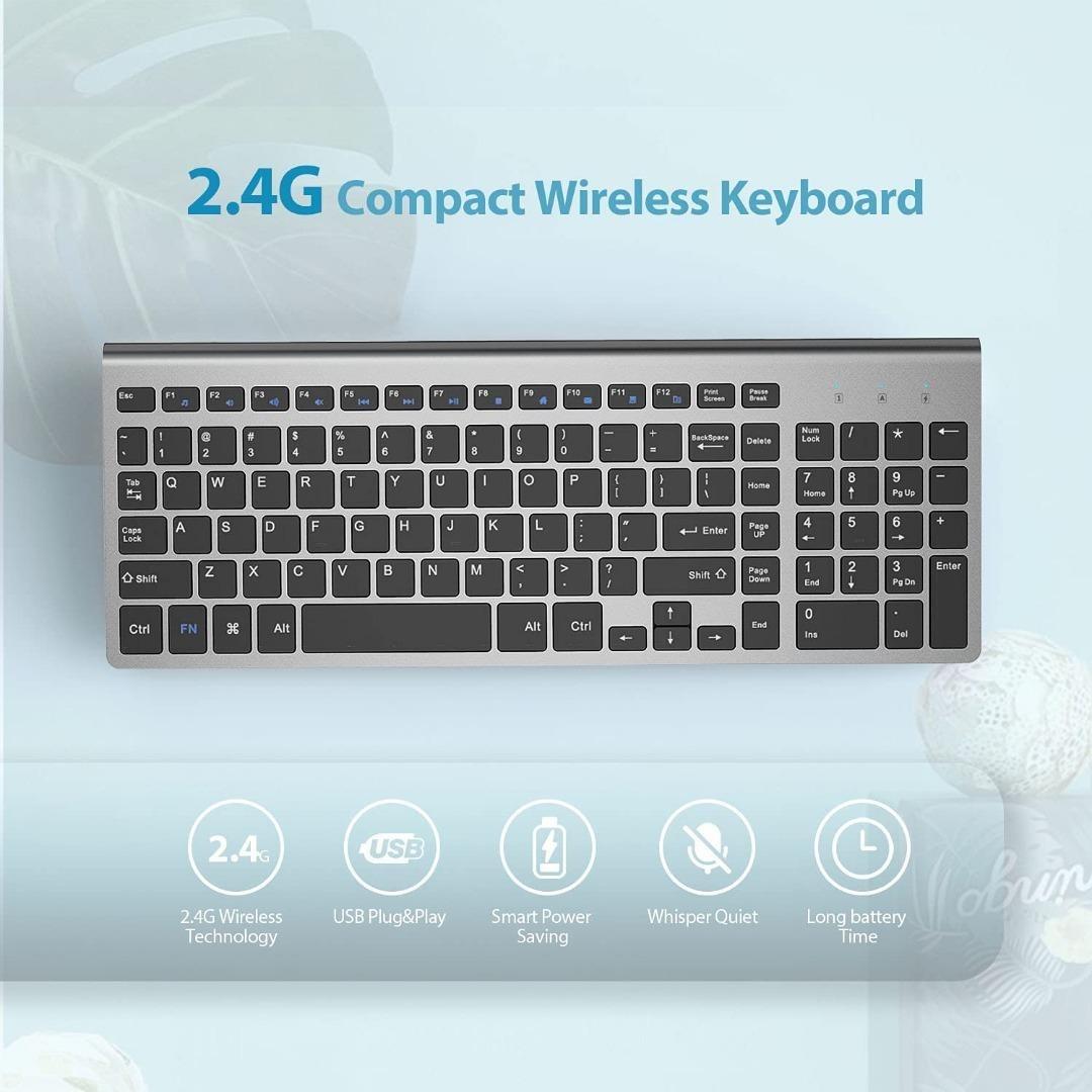 [2170] Wireless Keyboard, J JOYACCESS 2.4G Slim and Compact Wireless