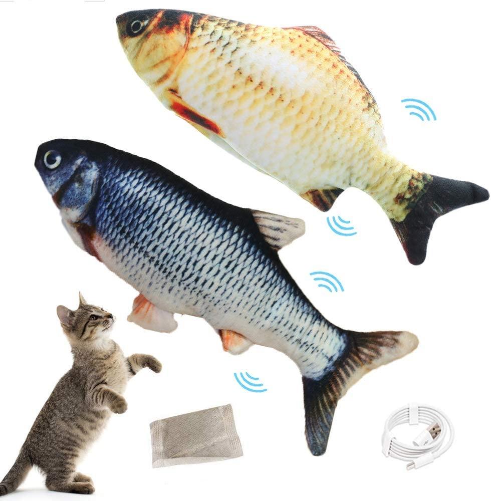 41. Flopping Fish Cat Toy, 11'' Moving Cat Kicker Fish Toy with Sensor