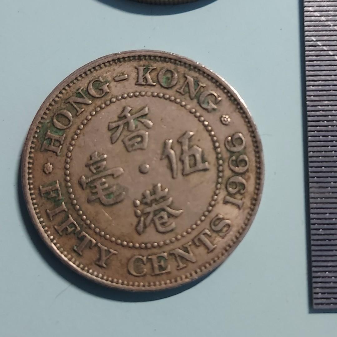 香港5角硬幣。 女皇頭。1966。流通品。T13, 興趣及遊戲, 收藏品及紀念品, 錢幣- Carousell