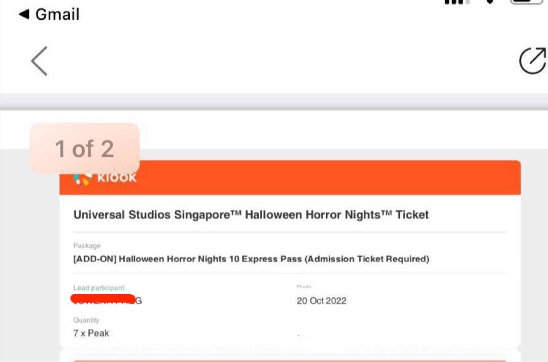 5 Halloween Horror Nights express pass for 20th oct, Tickets & Vouchers