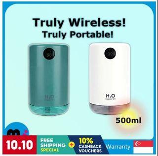 [6 MONTHSWARRANTY] H20 True Wireless 500ml Ultrasonic Mist Humidifier 500ml Rechargeable with Night Low NoiseLight