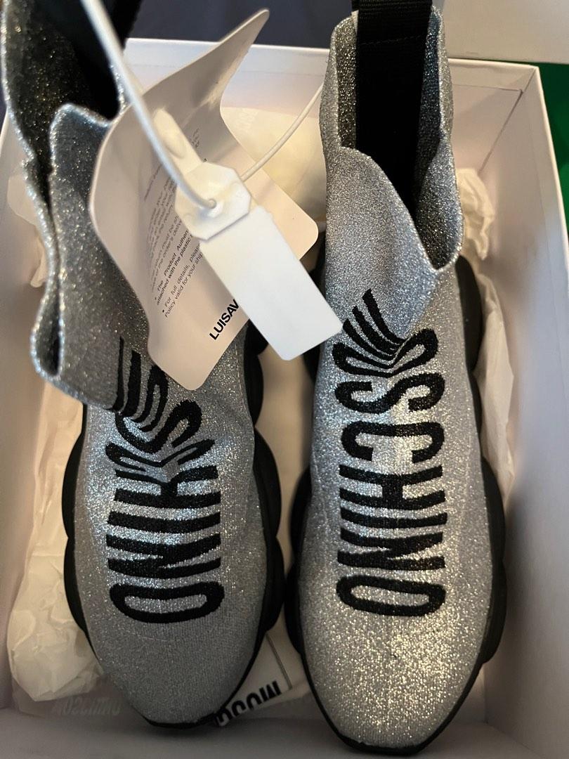 Silver moschino 2024 trainers