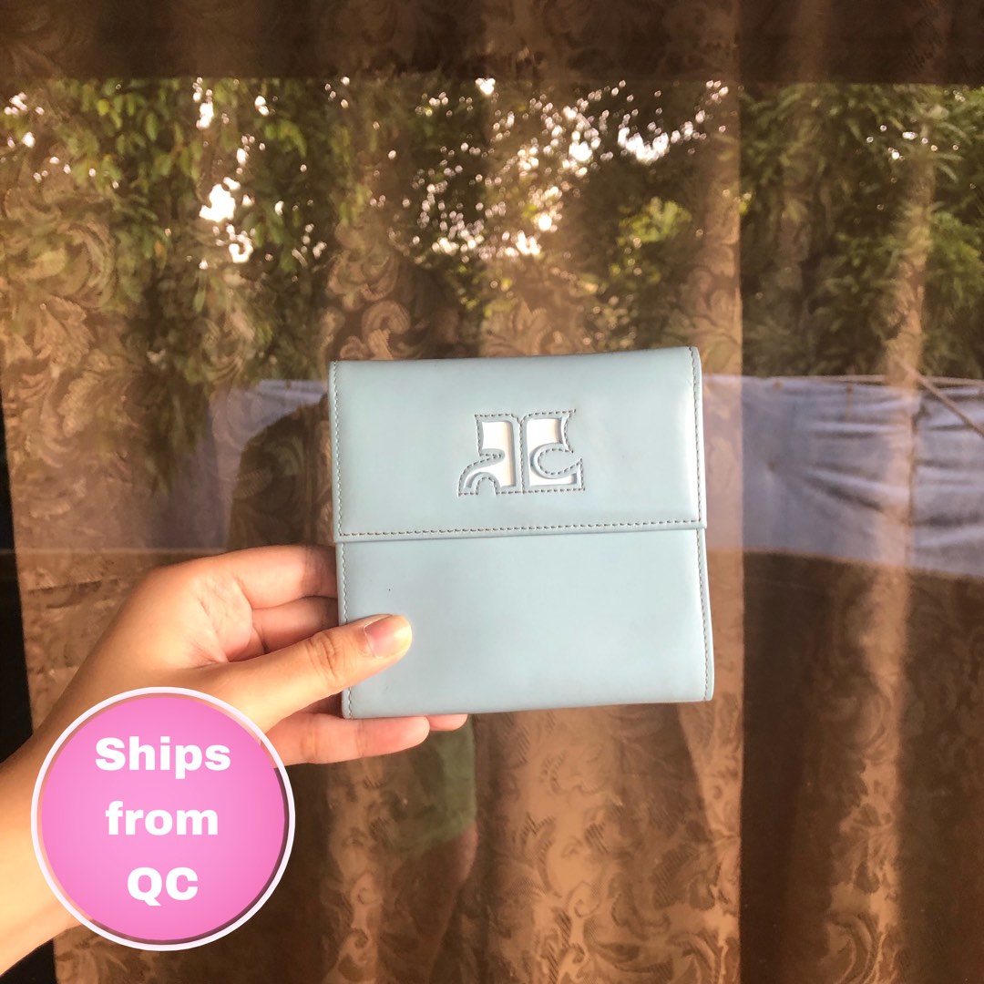 (w receipt) COURREGES Baby Blue Trifold Wallet | Courréges