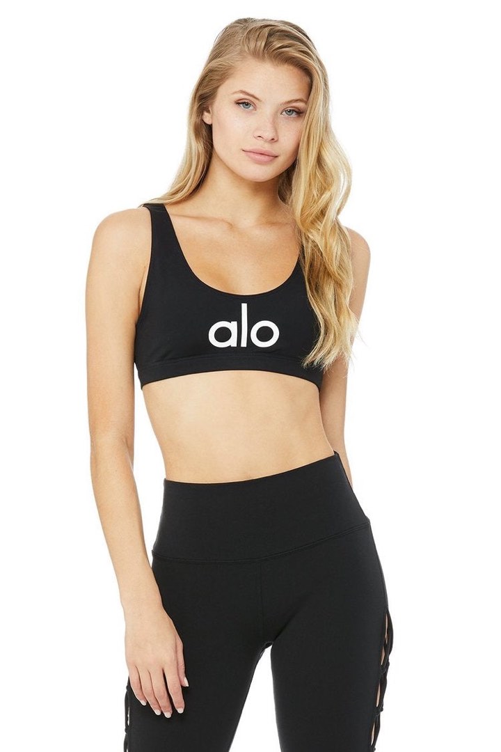 Alo Yoga Ambient Logo Bra In Black