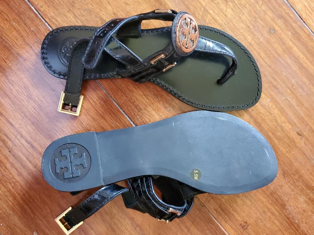 Authentic Tory burch sandals with back strap in black, Women's Fashion,  Footwear, Flats & Sandals on Carousell