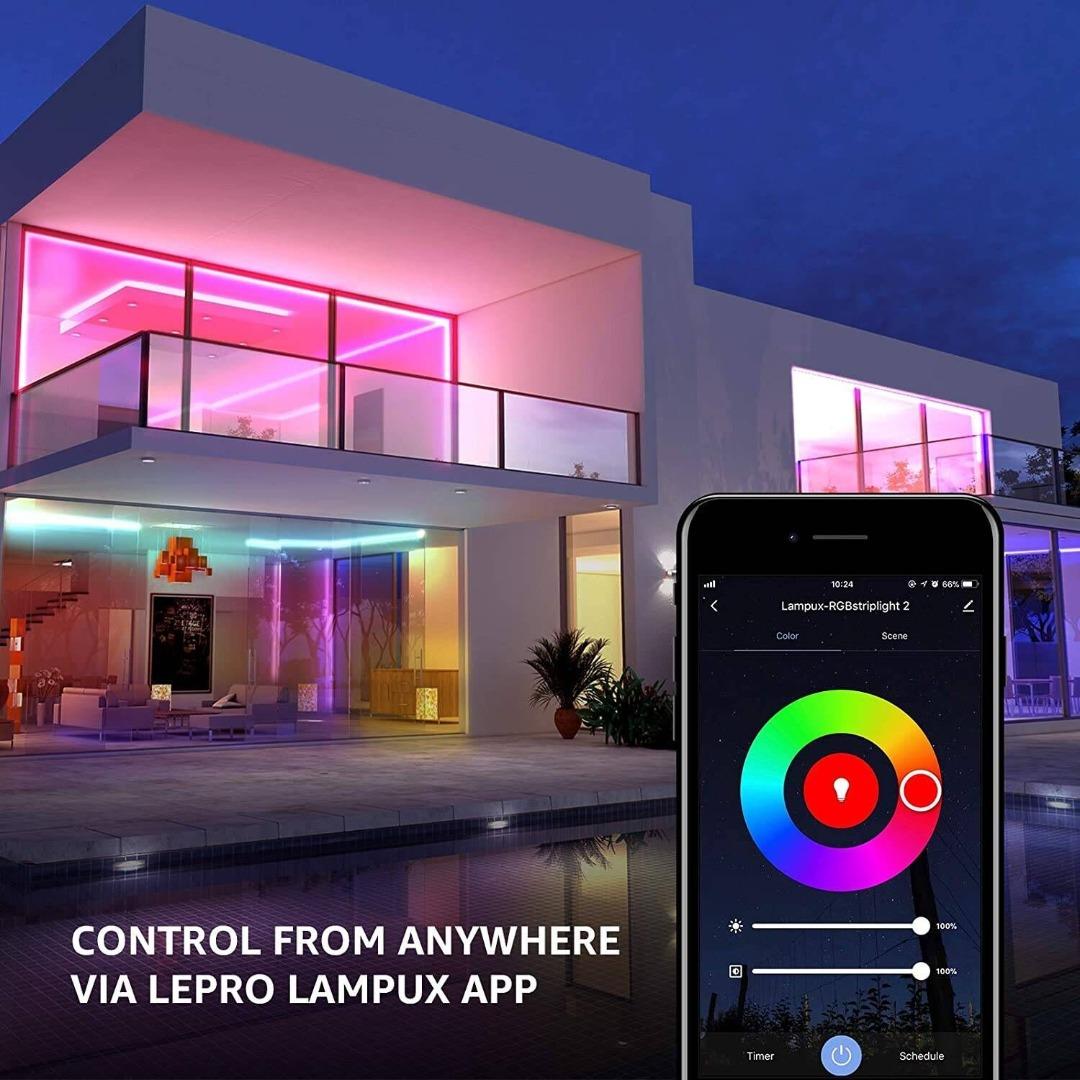b2173] Lepro Led Strip Lights 16.4ft Smart Light Strips with App Control  Remote, 5050 RGB Led Lights for Bedroom, Music Sync Color Changing Lights  for Room Party, Furniture & Home Living, Lighting