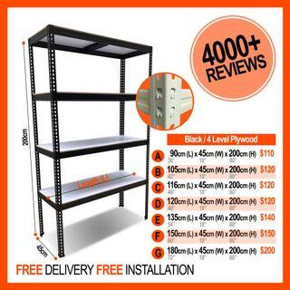 Black Boltless Storage Rack for BTO Bombshelter No Drilling