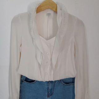 Blouse Broken White Korean Style