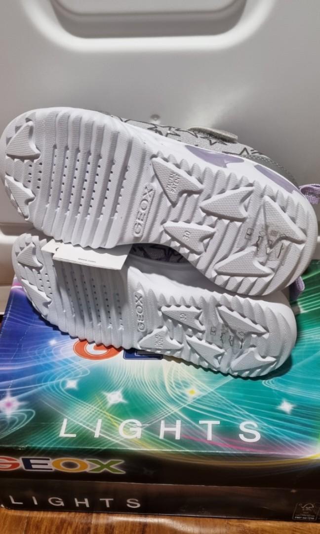 BN Geox Kids Girls Shoes Light Up Silver US12 Babies Kids
