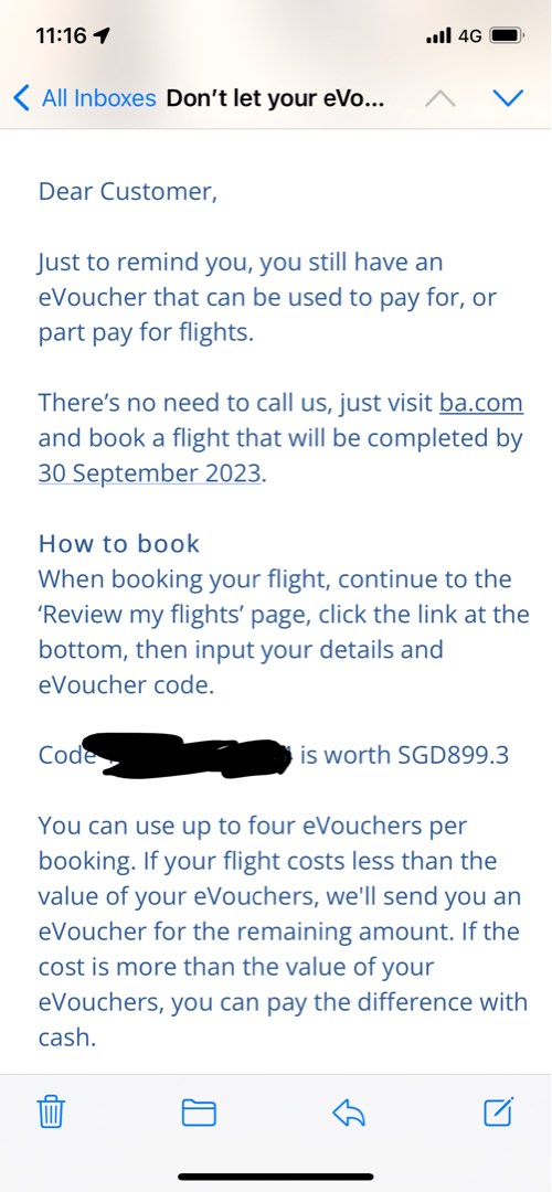 British Airways 899 Cash Voucher , Tickets & Vouchers, Vouchers on