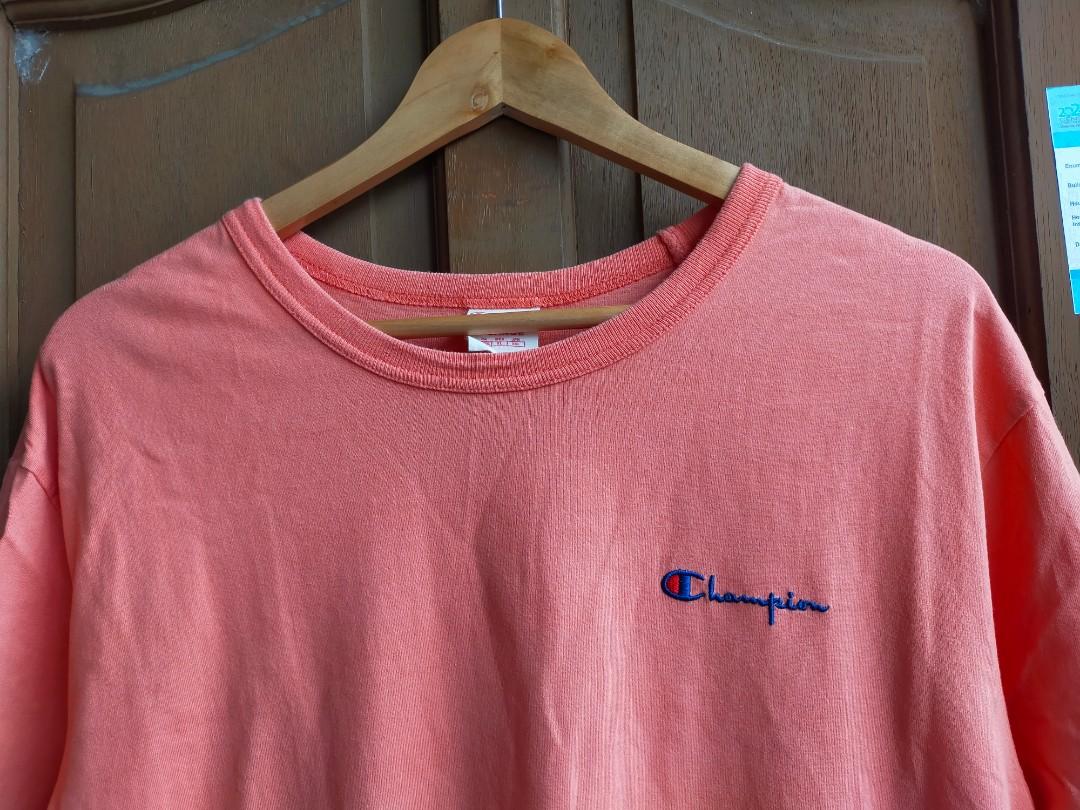 Champion side logo peach shirt Men s Fashion Tops Sets