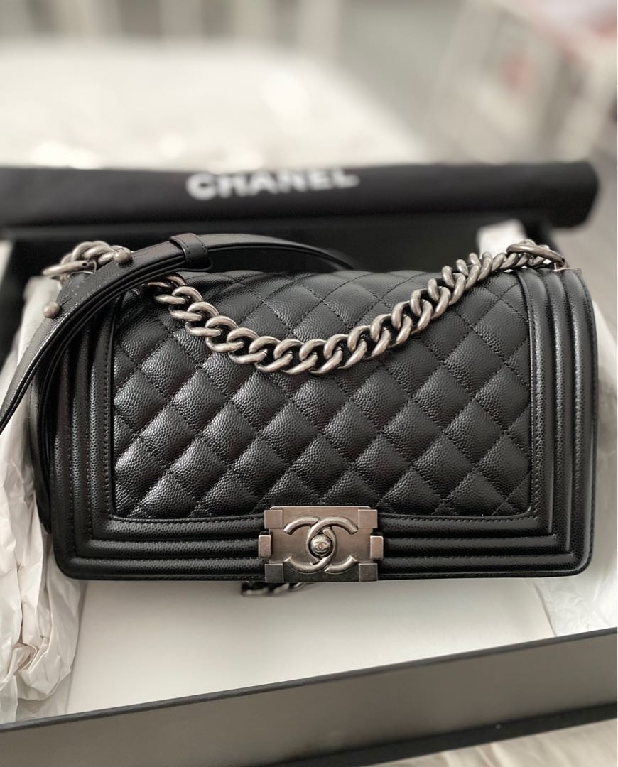 Chanel Le Boy Old Medium, Luxury, Bags & Wallets on Carousell