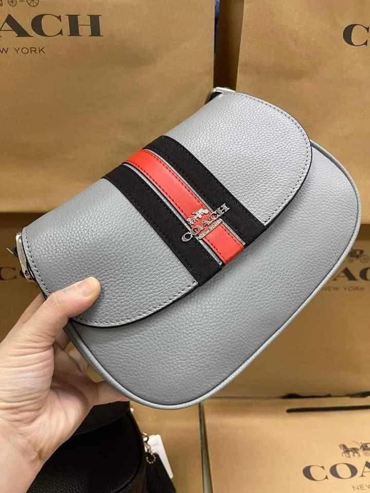 Jade saddle bag with varsity stripe clearance