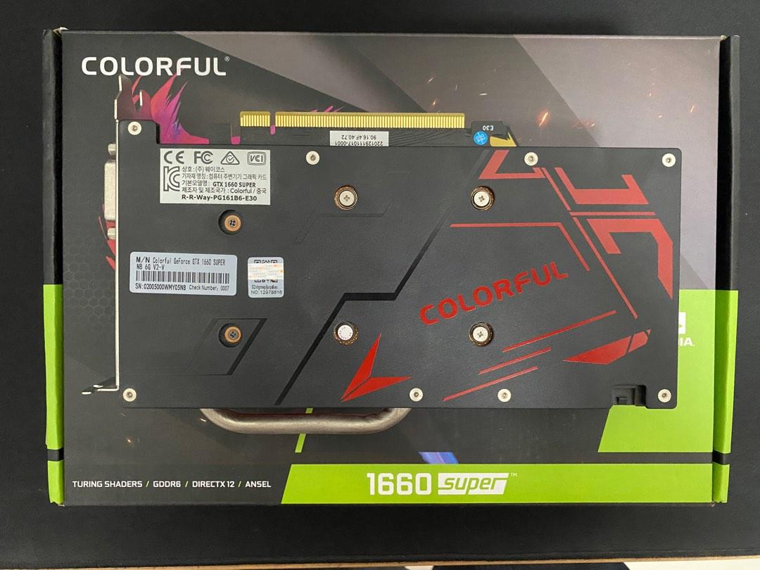 Colorful 1660 Super (Category: Computer Parts) located in Paranaque City. Submitted by jaimebis (Listing ID 1188143050, Image 2). Description: COLORFUL 1660 Super * Used for 1 year * no scratches/issues * rfs: upgrade gpu * box included.