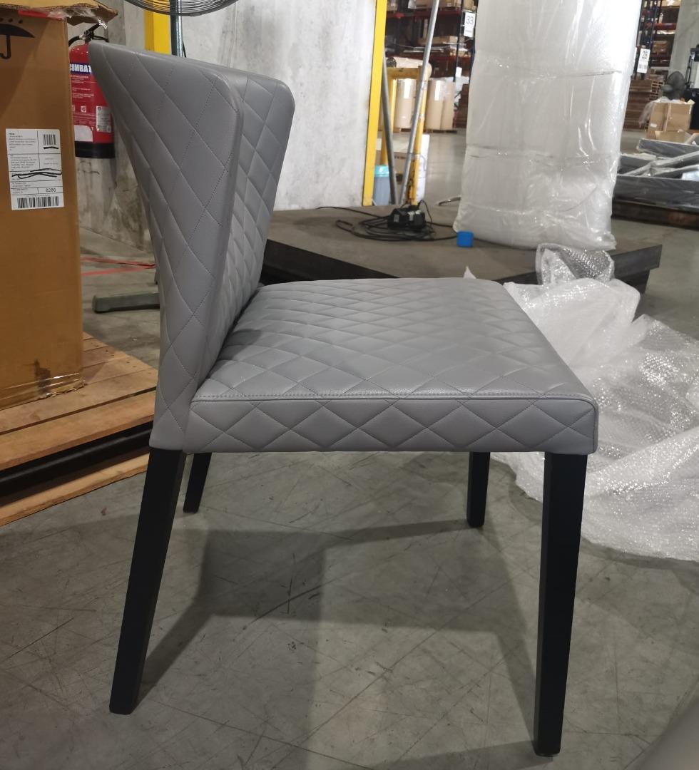 Crate & Barrel POSH Curran Quilted Granite Dining Chair, Furniture