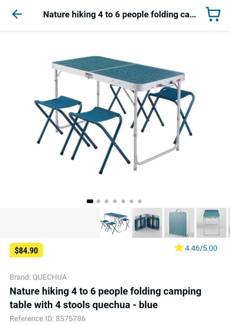 Decathlon Quechua folding table with 4 stools, Sports Equipment, Hiking