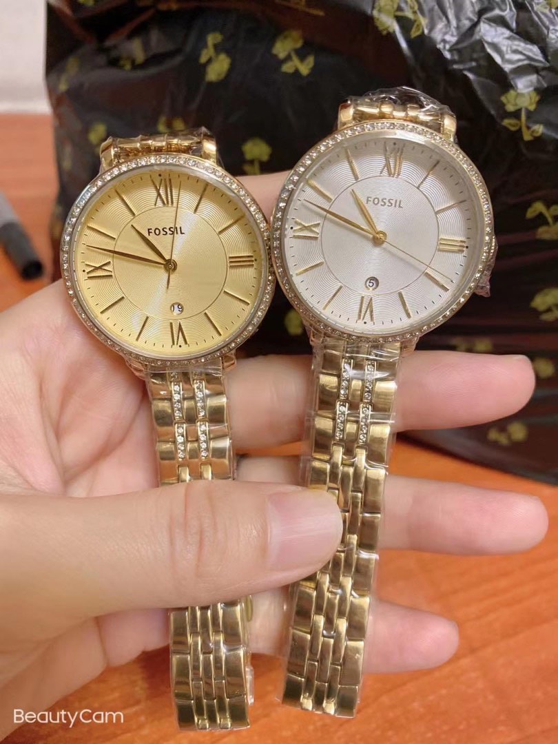 Fossil watch with best sale stones