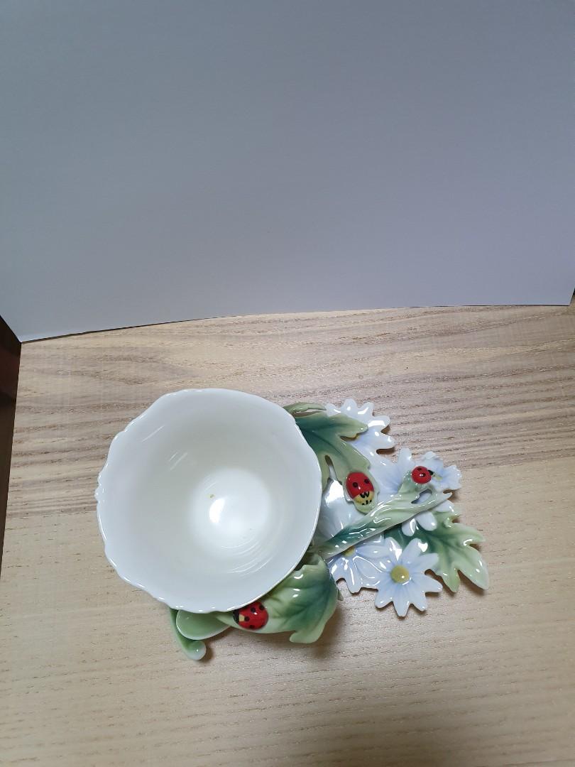 FRANZ Porcelain Ladybug cup saucer spoon set, Furniture & Home Living