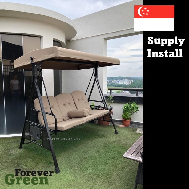 [FREE DELIVERY] Outdoor Gardening Balcony Swing Chair Cushioned Sofa, Furniture & Home Living