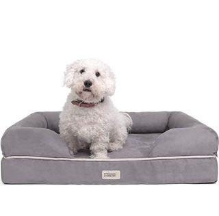 Friends Forever Orthopedic Dog Bed Lounge Sofa Removable Cover 100% Suede Mattress Memory-Foam With Bolster Rim Premium Prestige Edition