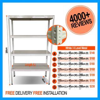 FUll Metal Boltless 4–Tier Rack in Various Sizes. Free Delivery & Installation 