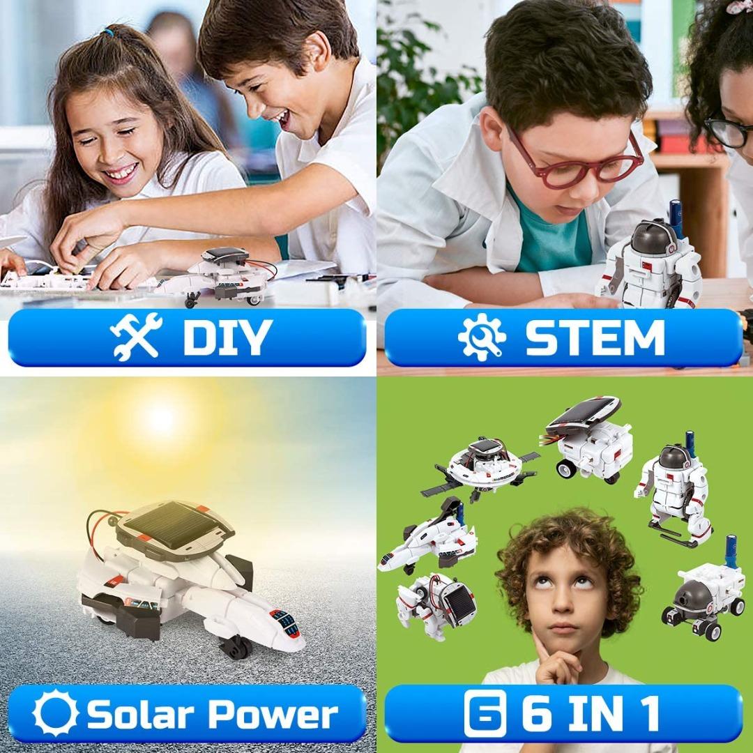 "GILOBABY Solar Robot Toy, 6 IN 1 STEM Educational Space Robotic Toy