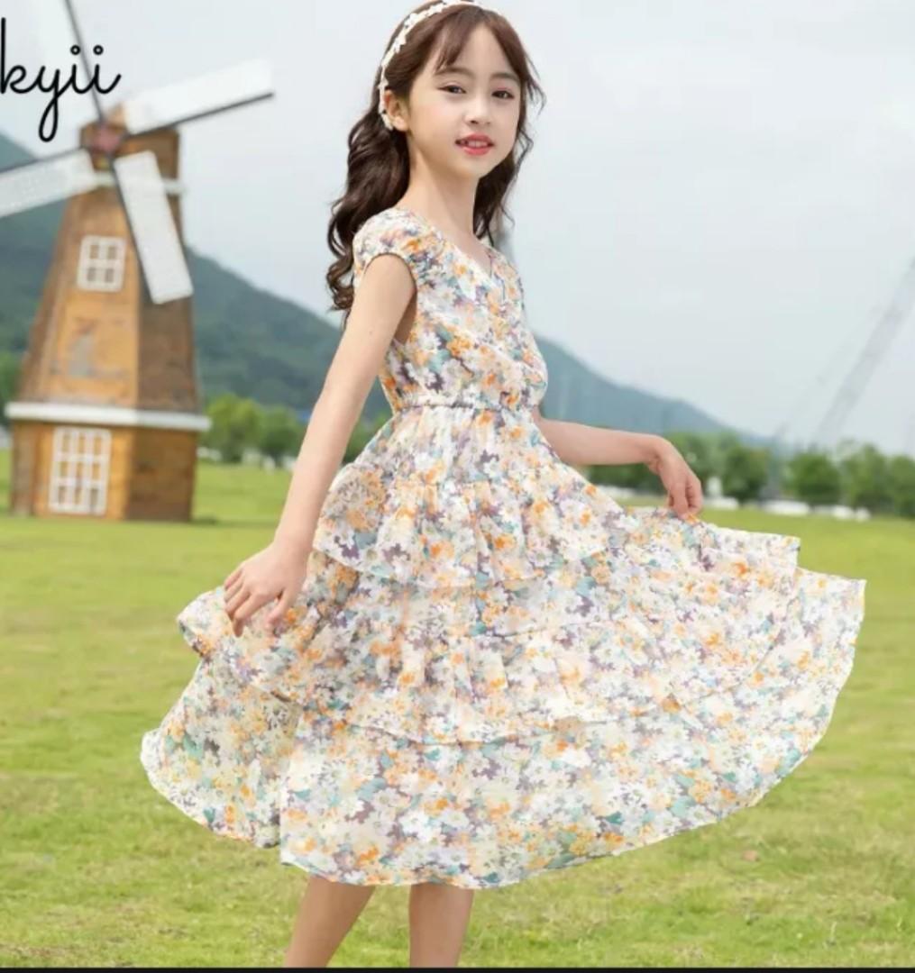 Floral chiffon store tiered dress