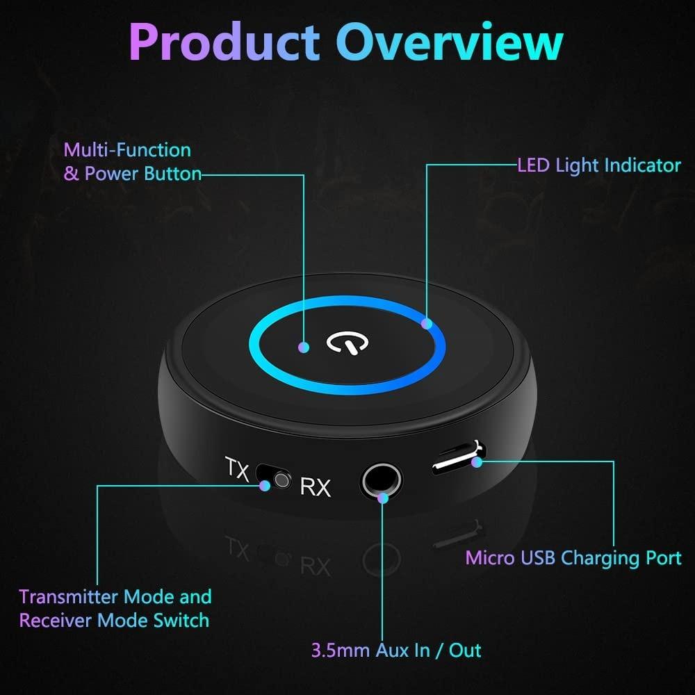 "Golvery Bluetooth 5.0 Transmitter and Receiver, 2 in 1 Wireless