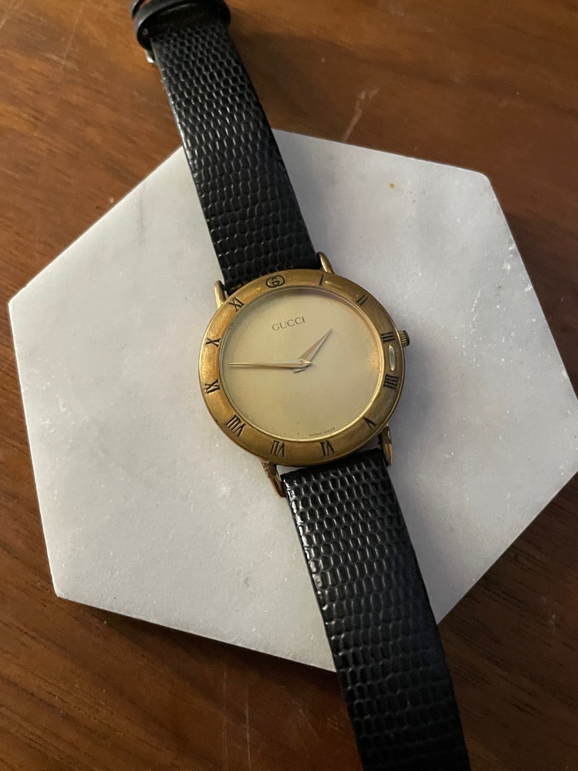 Gucci Vintage Leather Watch, Women's Fashion, Watches & Accessories ...