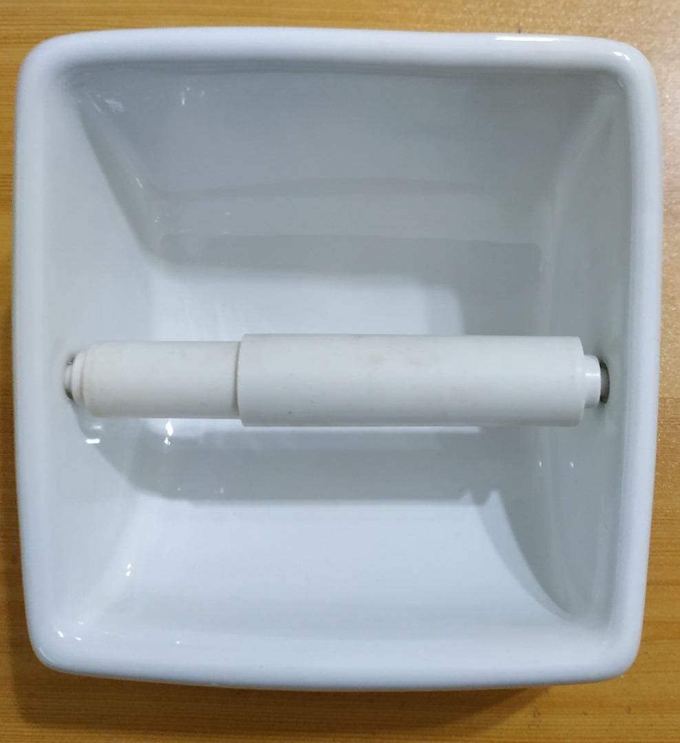 HCG Ceramic Toilet Tissue Holder, Square Type Wall Mount, Furniture & Home Living, Bathroom