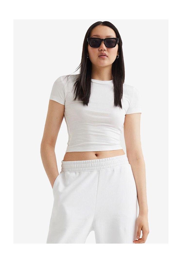 H M basic white tops Women s Fashion Tops Shirts on Carousell