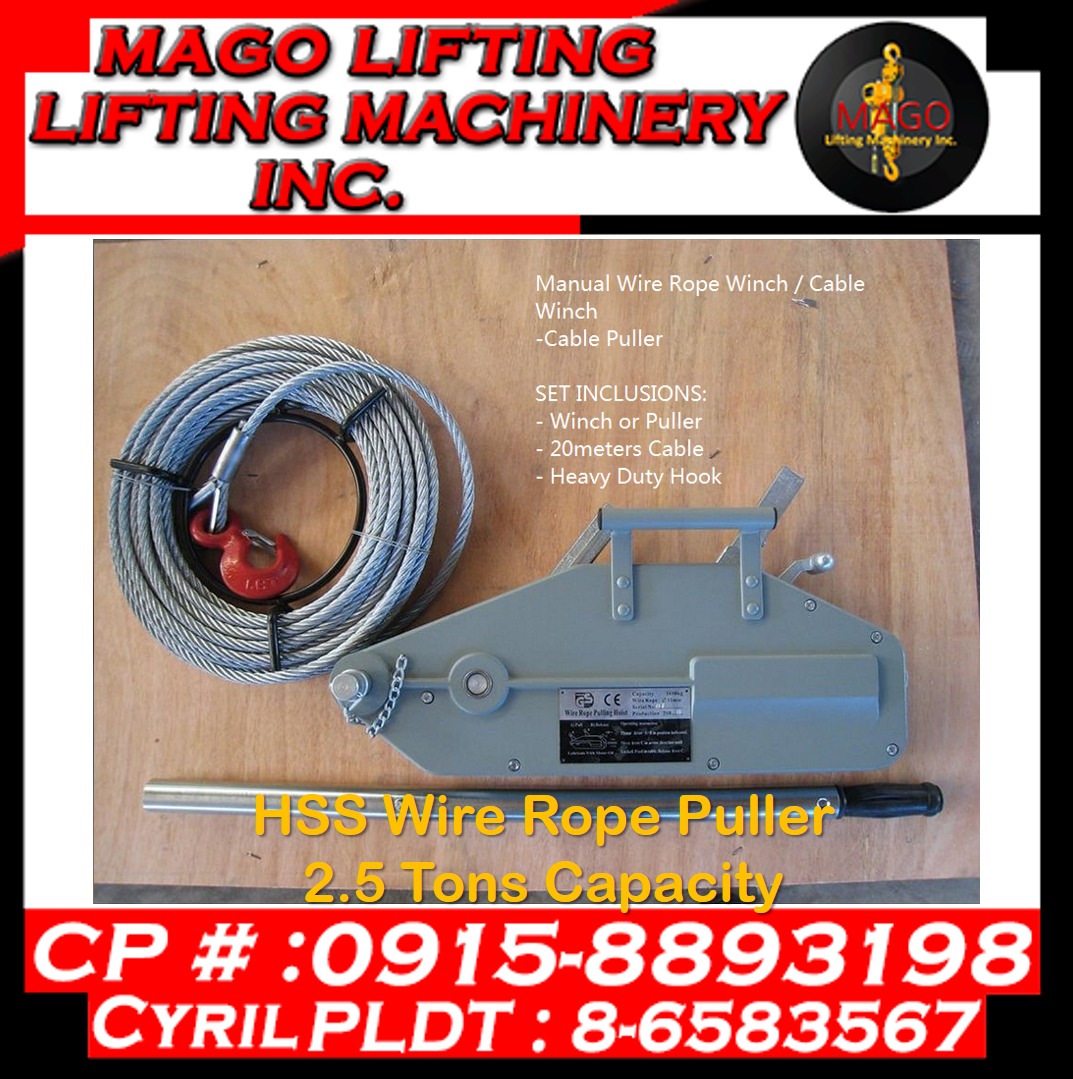 HSS Wire Rope Puller 2.5 Tons Capacity, Commercial & Industrial ...