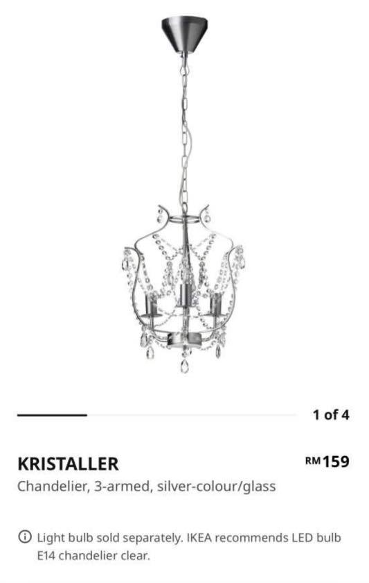 IKEA Chandelier Kristaller, Furniture & Home Living, Lighting & Fans