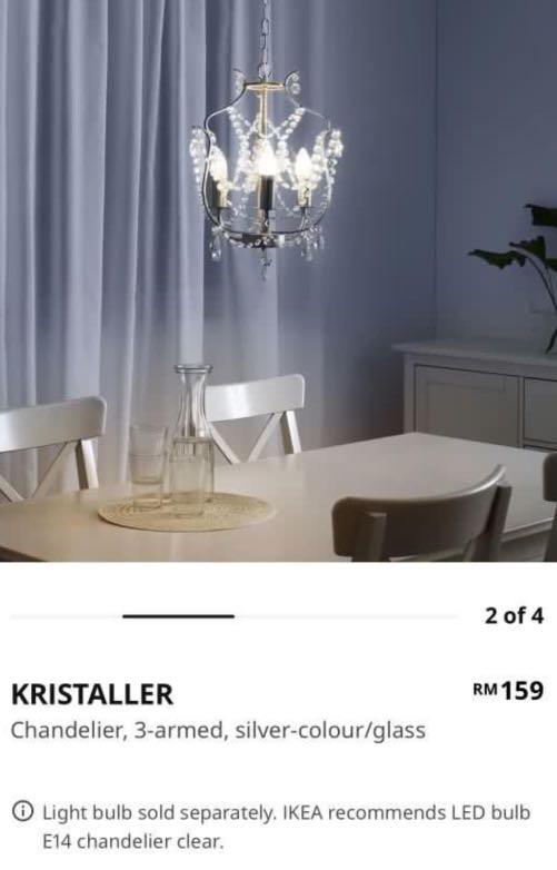 IKEA Chandelier Kristaller, Furniture & Home Living, Lighting & Fans