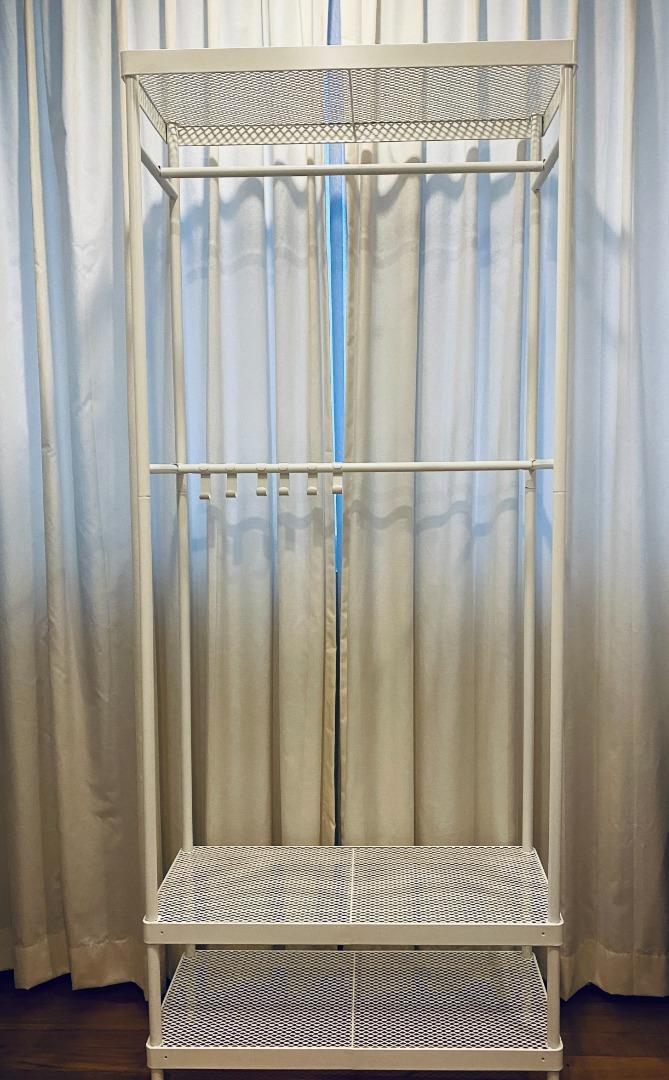 IKEA MACKAPAR coat rack with shoe storage unit, white, 78x32x193 cm