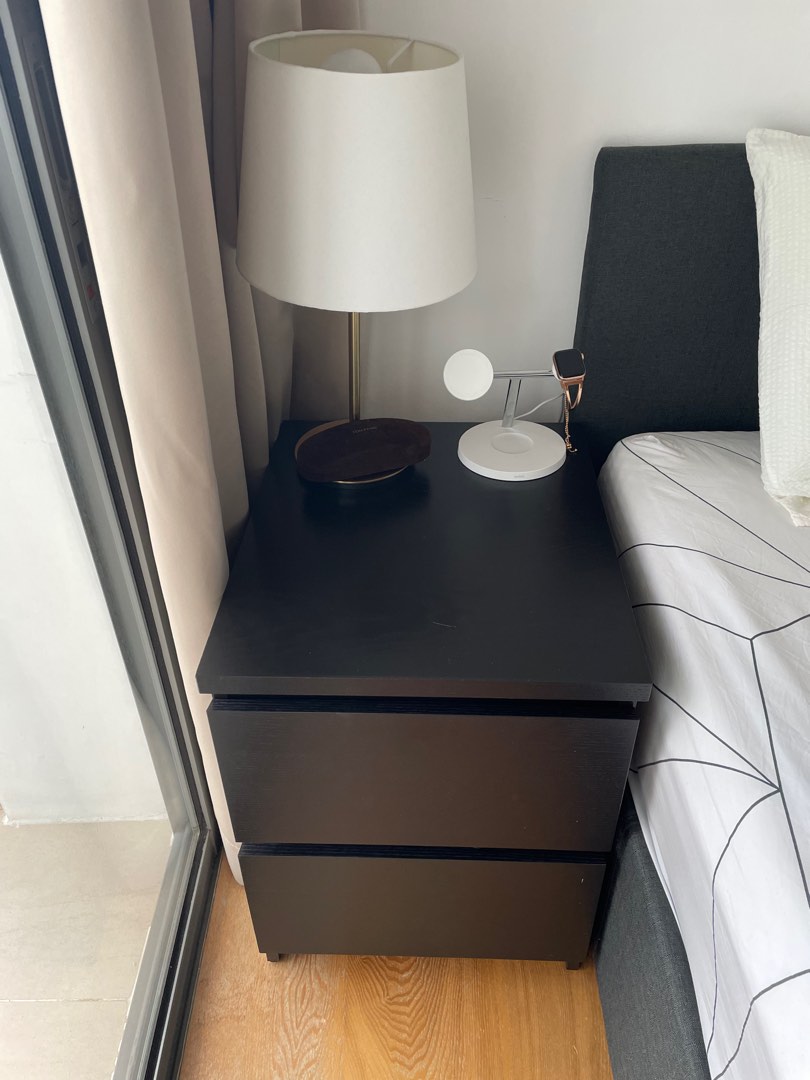 Black malm outlet bedside table