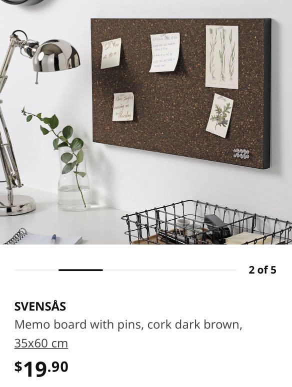 IKEA SVENSAS Memo Board Cork Dark Brown, Furniture & Home Living