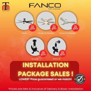 [INSTALLATION PACKAGE SALES] Fanco Ceiling Fans / Corner Fans