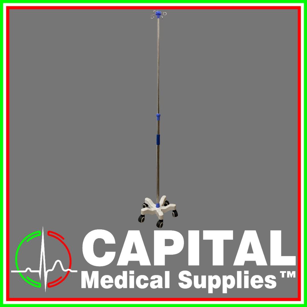 IV Stand with wheels, 5 foot star base plastic, IV Pole with 4 Hooks
