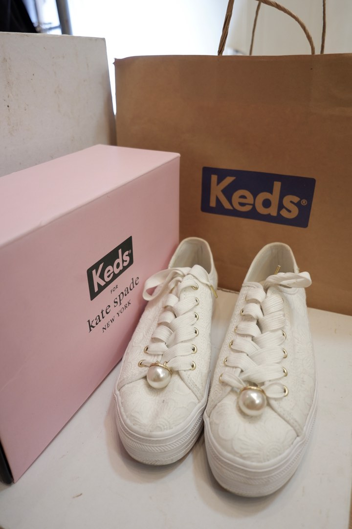 Keds Kate Spade Floral Eyelet Pearls Sneakers Shoes