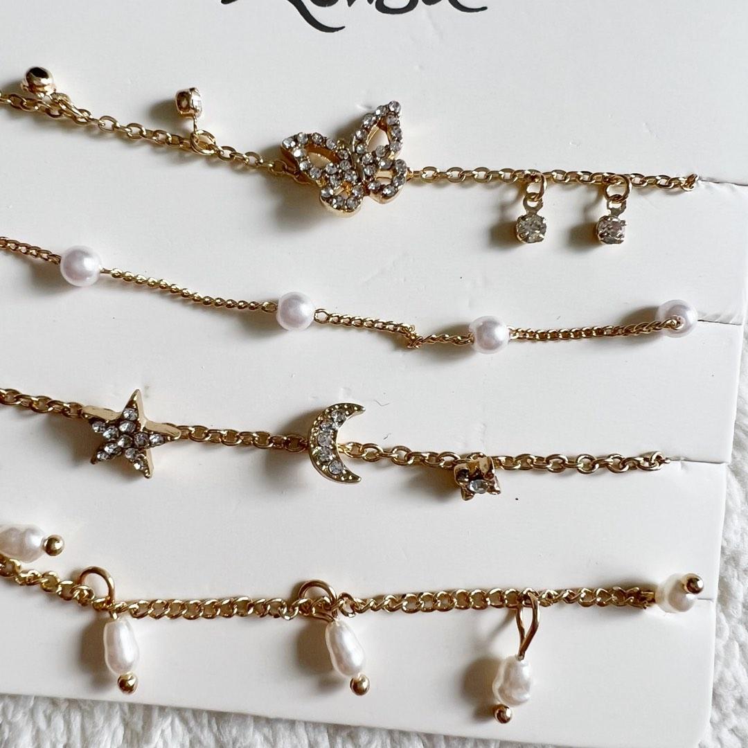Lovisa goddess butterfly jingle bracelet anklet set of 4, Women's